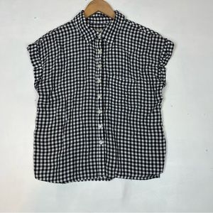 Style & Co Gingham Button Down Top Sz PM